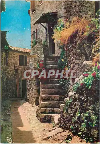 Moderne Karte Au Soleil de la Cote d Azur Vieilles maisons aux murs fleuris