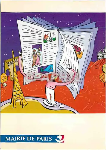 Cartes postales moderne Mairie de Paris Pour recevoir le Programme de l An tapez Paris sur votre minitel Tour Eiffel