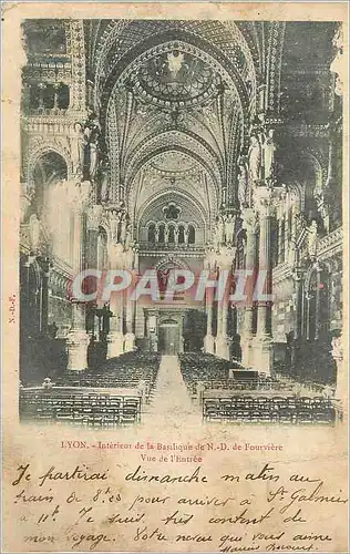 Cartes postales Lyon Interieur de la Basilique de N D Fourviere vue de la l Entree