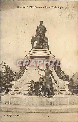 Cartes postales Valence Drome Statue Emile Augier