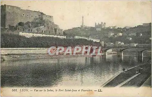 Cartes postales Lyon Vue sur la Saone le Fort Saint Jean et Fourviere