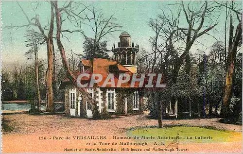 Ansichtskarte AK Parc de Versailles Hameau de Marie Antoinette La Literie et la Tour de Malborough