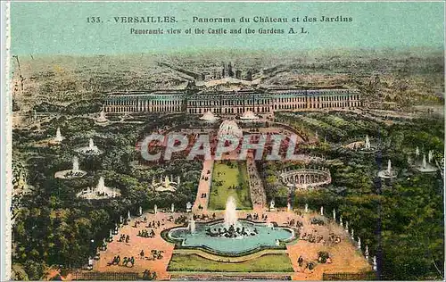 Cartes postales Versailles Panorama de Chateau et des Jardins