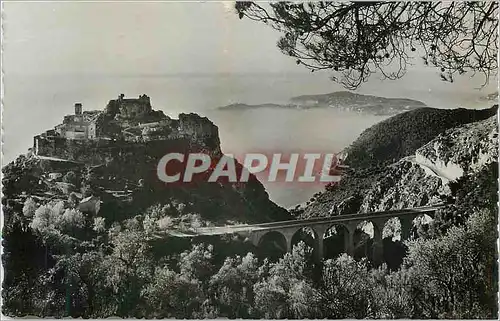 Moderne Karte Eze Le Vicux Village le Viaduc la moyenne Corniche et le Cap Ferret