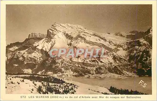 Cartes postales Les Warens vu du col d Arbois avec Mer de nuages sur Sallanches Megeve Le Paradis du Ski Hte Sav