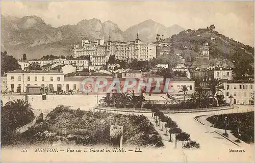 Ansichtskarte AK Menton Vue sur la Gare et les Hotels