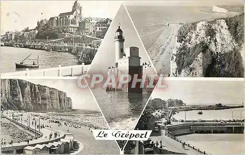 Cartes postales moderne Le Treport Le Port de l'Eglise Vue Generale de la Plage Le Phare Quai Francois Ier