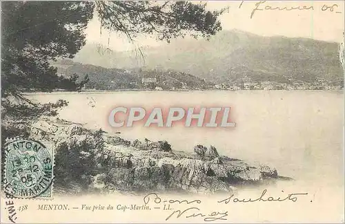 Cartes postales Menton Vue prise du Cap Martin