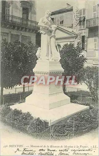 Cartes postales Menton Monument de la Reunion de Menton a la France