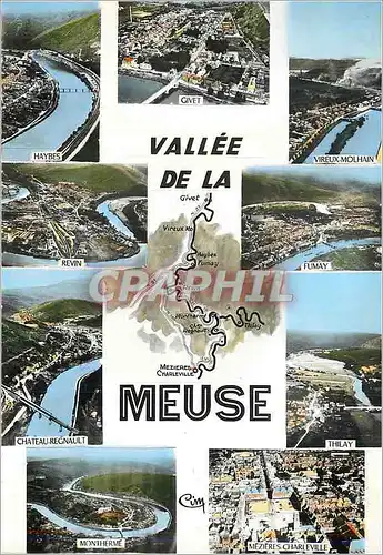 Moderne Karte Vallee de la Meuse Haybes Givet Vireux Molhan Revin Fumay Ch�teau Regnault Thilay Montherme Mezi