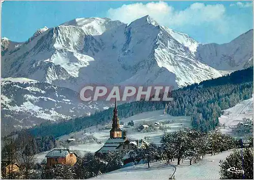 Cartes postales moderne Combloux (Hte Savoie) Alt 1000 m Sports d'Hiver L'Eglise face au Mont Blanc