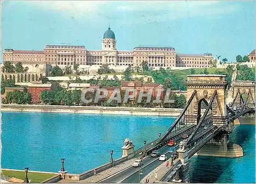 Cartes postales moderne Budapest Chain bridge (19th C) with the Castle (13 19th C)