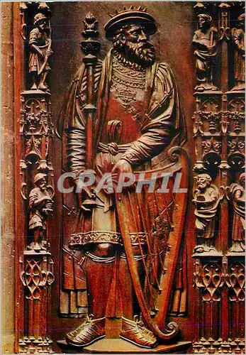 Cartes postales moderne Cathedrale d'Auch Detail des Stalles Le Roi David habille en Francois Ier