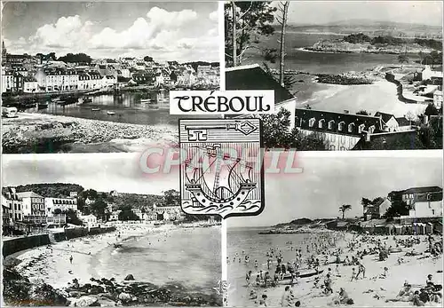 Moderne Karte Treboul Douarnenez (Finistere) Bretagne Le Port de peche Vue Generale Les Hotels sur la Plage Le