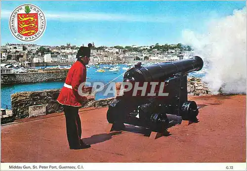 Moderne Karte Guernsey CI Midday Gun St Peter Port  Militaria