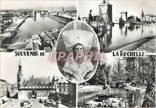 Cartes postales moderne Souvenir de la Rochelle Le Port Les Deux Tours L'Hotel de Ville Le Jardin Public Folklore