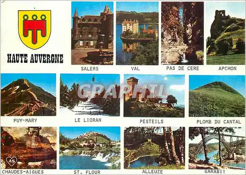 Moderne Karte La Haute Auvergne Salers Val Pas de Cere Apchon Puy-Mary Le Lioran Pesteils Plomb du Cantal Chau