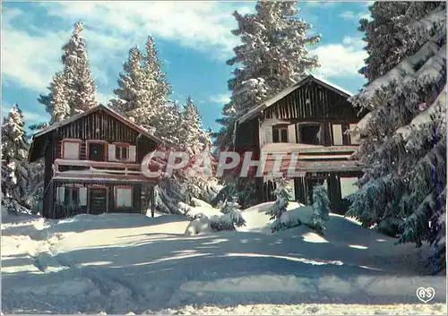 Moderne Karte Image de nos Montagnes en Hivers A l'Abri des Sapins Enneiges Les Vieux Chalets