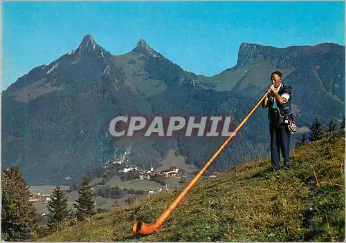 Cartes postales moderne Joueur de Cor des Alpes en Gruyere Folklore