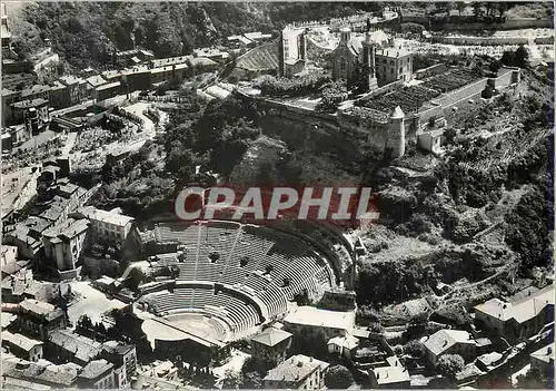 Moderne Karte Vienne sur le Rhone (Isere) Vue aerienne sur le Theatre Romain et la Colline de Pipet