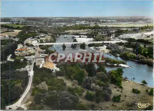 Moderne Karte Diou (Allier) Les Ponts sur la Loire et Fabrique de Ciment Vue aerienne