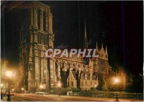 Moderne Karte Paris La Nuit La Cathedrale Notre Dame illuminee