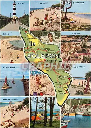 Moderne Karte Ile d'Oleron St Denis Phare La Bree Boyard Ville St Pierre Plage de Foulerot