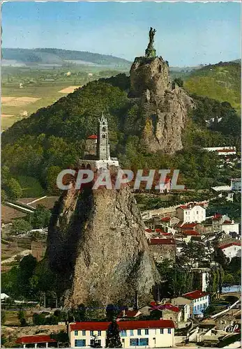 Cartes postales moderne Le Puy Les Rochers St Michel et Corneille et la Statue Notre Dame de France