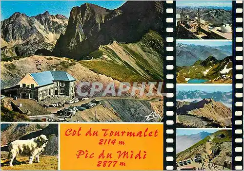 Moderne Karte Les Pyrenees Col du Tourmalet (2114 m) Pic du Midi (2877 m) Chien