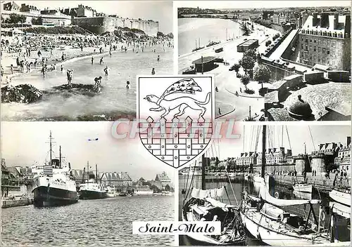Moderne Karte Saint Malo Plage de Bon Secours Le Bassin Bateaux
