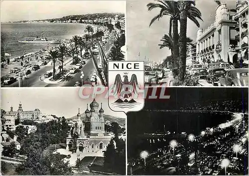 Cartes postales moderne Souvenir de Nice La Promenade des Anglais Palais de la Mediterranee L'Eglise Russe La Nuit