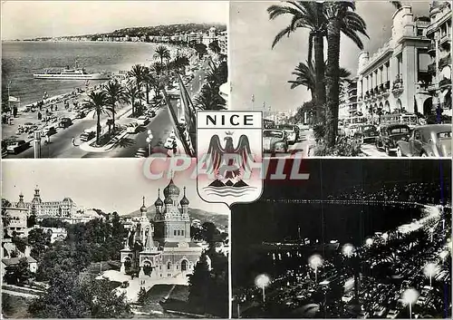 Moderne Karte Souvenir de Nice La Promenade des Anglais Palais de la Mediterranee L'Eglise Russe La Nuit