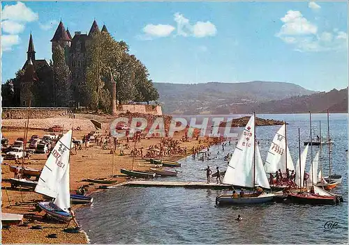 Cartes postales moderne Lanobre (Cantal) Environs de Bort les Orgues Le Chateau de Val La Plage et les Voiliers Bateaux