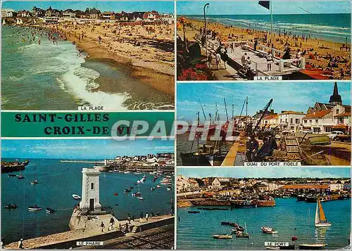 Cartes postales moderne Saint Gilles Croix de Vie (Vendee) La plage Quai du port Fidele Le port Le phare Bateaux