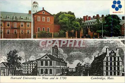 Cartes postales moderne Cambridge Massachusetts Harvard University Now and in 1790