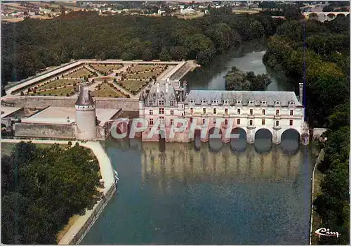 Moderne Karte Chenonceau (I et L) Vue aerienne Le Chateau facade Ouest