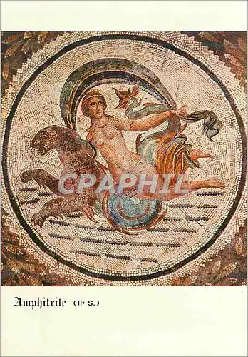 Moderne Karte Musee National du Bardo Mosaique du Triomphe de Neptune (Details) Amphitrite sur un Monstre Mari