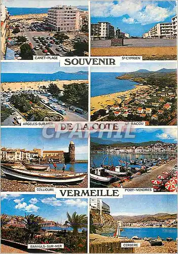 Moderne Karte Souvenir de la Cote de Vermeille Canet Plage St Cyprien Argeles sur Mer Le Racou Collioure Banyu