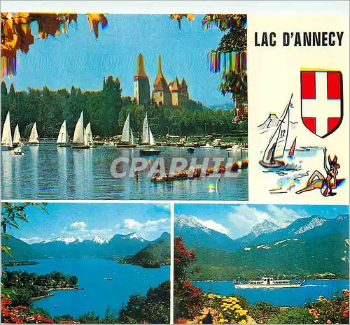 Cartes postales moderne Lac d'Annecy (Haute Savoie) Le Lac et le Chateau La Baie de Talloires et le Massif des Bouges