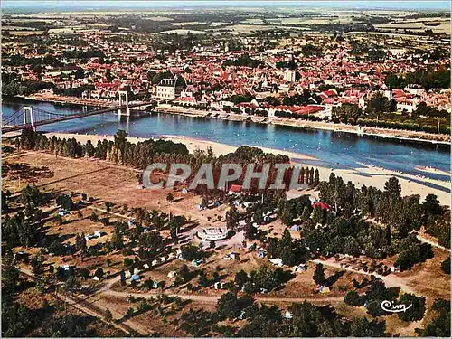 Moderne Karte Cosne sur Loire (Nievre) Vue Generale aerienne et le Terrain) de Camping