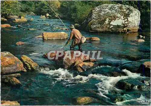 Moderne Karte Le Pecheur de Truites Vallee de la Vezere Peche