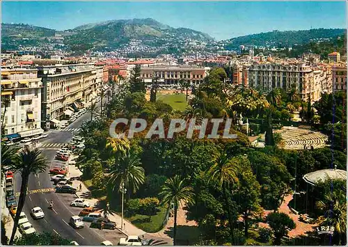 Moderne Karte Nice (Alpes Maritimes) Reflets de la Cote d'Azur Les Jardins Albert Ier Au Loin La Place Massena