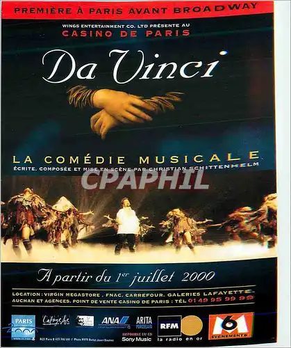 Moderne Karte Da Vinci La Comedie Musicale Premiere a Paris avant Brodway L'Evenement Musicale de l'Ete 2000