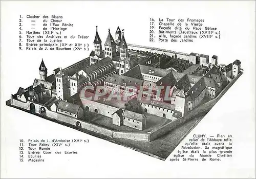 Cartes postales moderne Cluny (S et L) Plan en Relief de l'Abbaye telle qu'elle etait en avant la Revolution