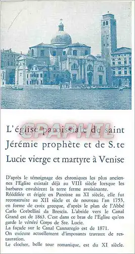 DEpliant L'Eglise Paroisiale de Saint Jeremie Prophete et de S te Lucie Vierge et Martyre a Venise