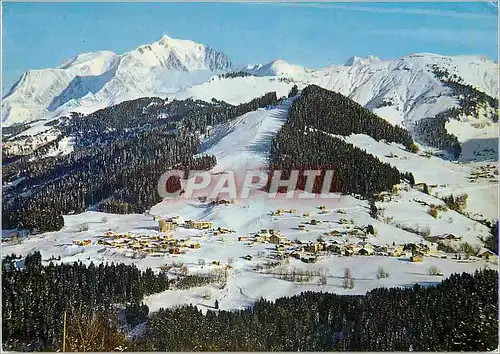 Cartes postales moderne Notre Dame de Bellecombe (Savoie) Alt 1134 m Vue Generale Panoramique et Massif du Mont Blanc (4
