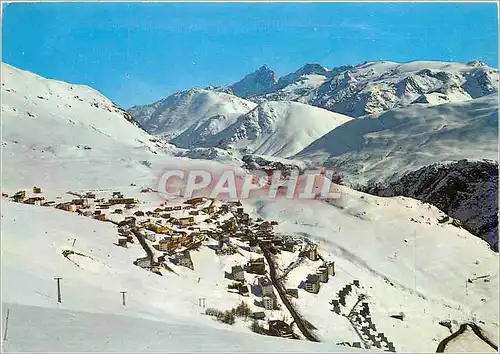 Moderne Karte Alpe d'Huez (Isere) Alt 1860 m Vue Generale et Grand Pic de la Meije (3986 m)
