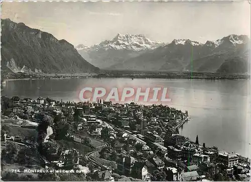 Moderne Karte Montreux et les Dents du Midi