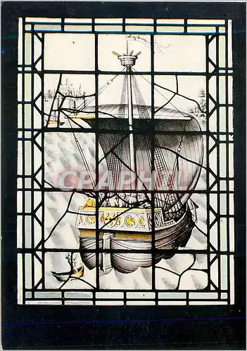 Moderne Karte Bourges (Cher) En Berry Palais Jacques Coeur Vitrail Representant La Galere de Jacques Coeur