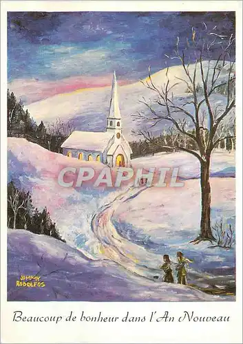 Cartes postales moderne Eglise sous la Neige Beaucoup de Bonheur dans l'An Nouveau